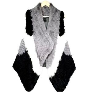 🌈 SUTTON STUDIO Sweater Vest 100% Rabbit Fur Wool Cashmere Open Front Y2K